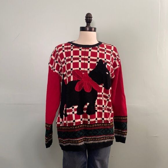Vintage Schnauzer Print Chunky Sweater - Picture 1 of 5